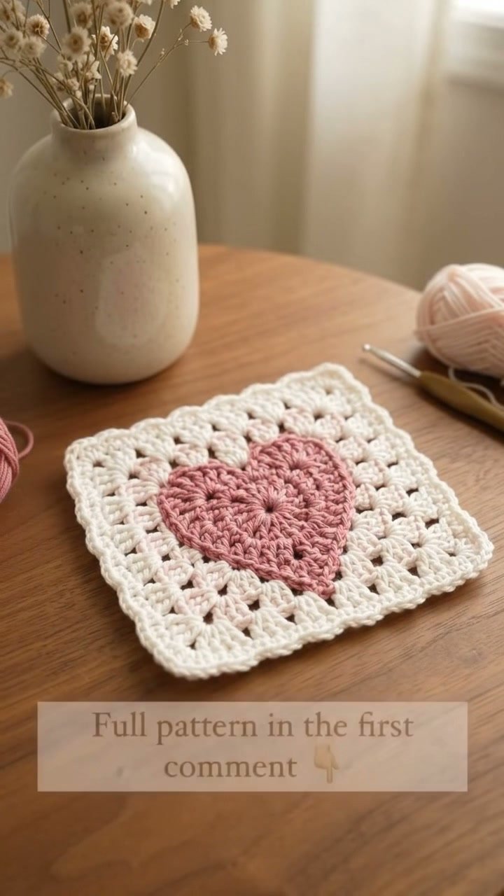 Heart Square Crochet Pattern Tutorial 6 Heart Square Crochet Pattern