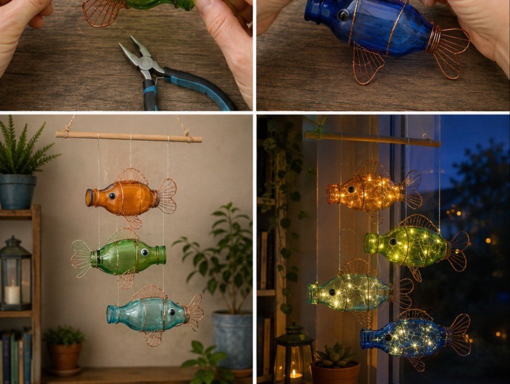 Old Glass Bottles Turns Into Glowing Fish 7 Old Glass Bottles Turns Into Glowing Fish