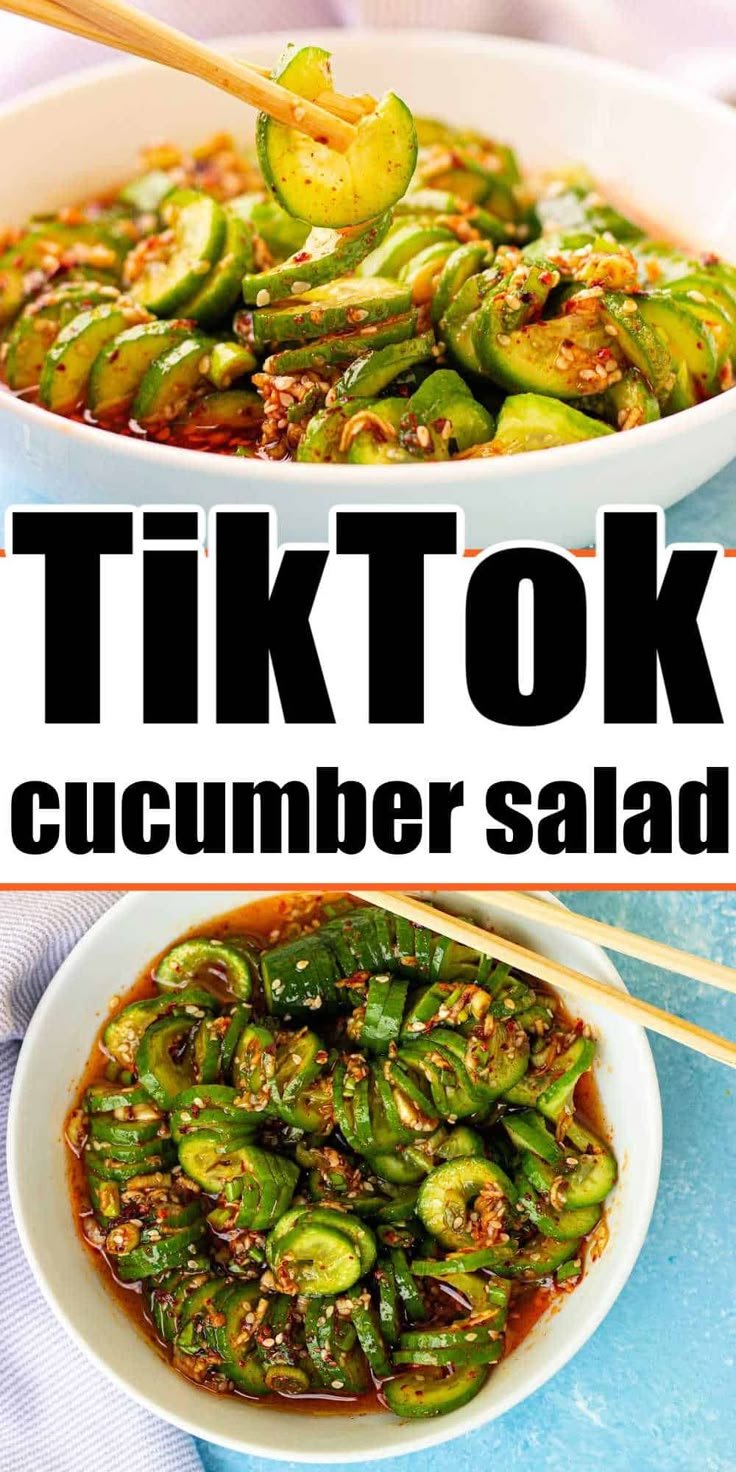 Tik Tok Korean Cucumber Salad - Spicy Cucumber Salad Asian | Brazilian cucumber salad, No-cook japanese salad, Asian cucumber recipe
