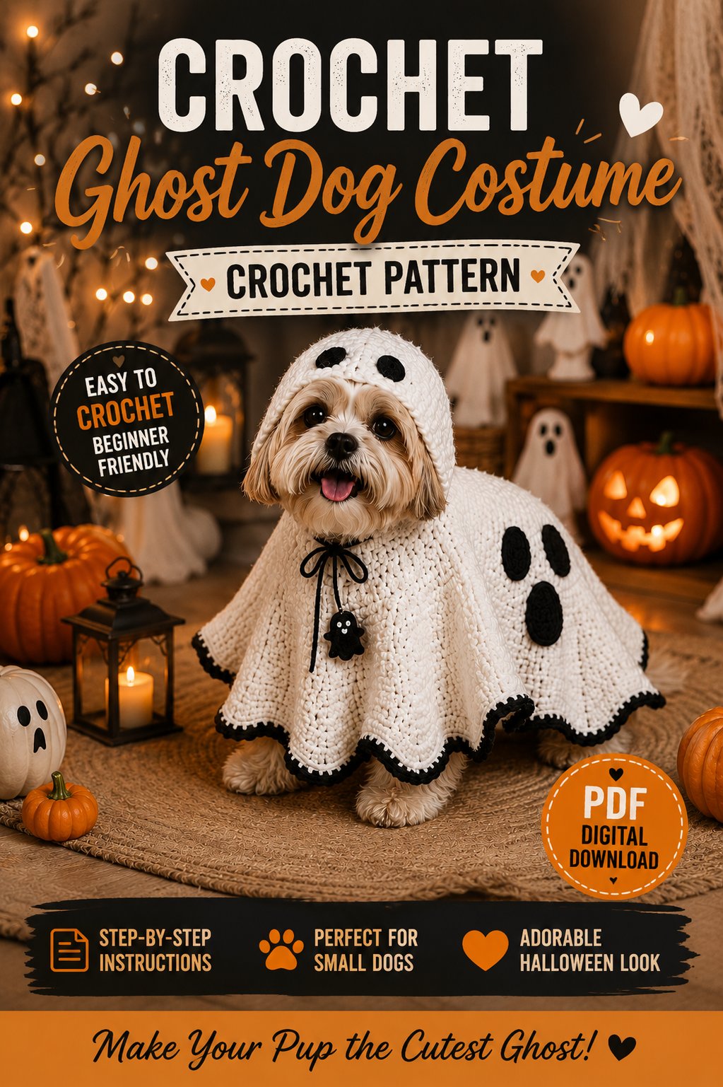 Halloween Dog Costume Crochet Pattern for Small Dogs