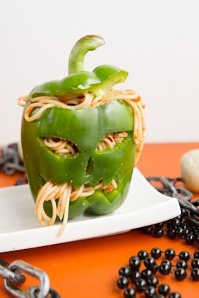 Pasta-stuffed Jack-o-lanterns