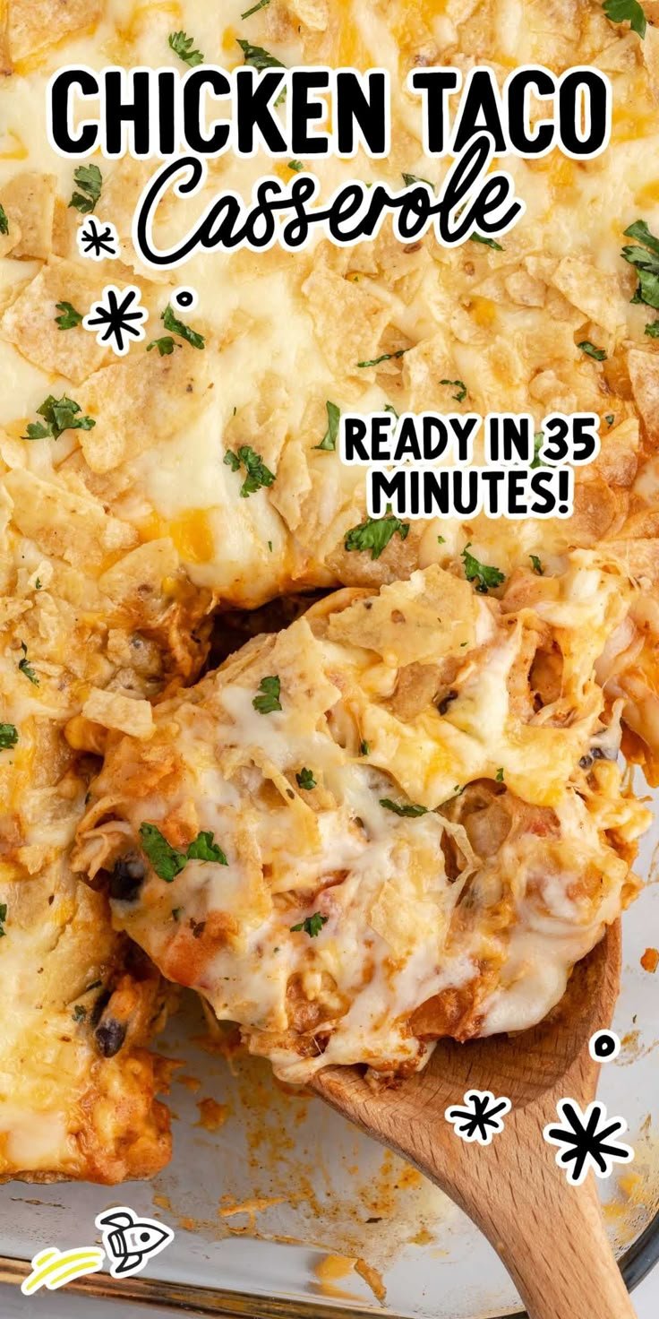 Chicken Taco Casserole Recipe - Easy Mexican Dinner Idea | Recipes with cooked chicken breast, Can of chicken recipes, Chicken in can recipes