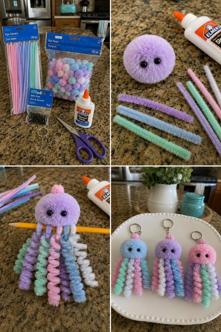 DIY Pipe Cleaner Jellyfish Keychain