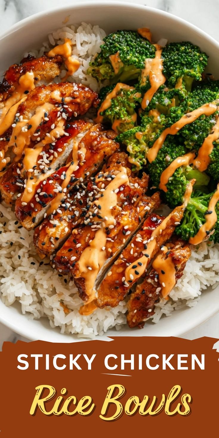 Delicious Sticky Chicken Rice Bowls
