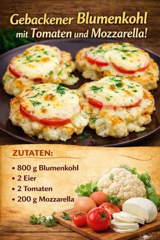 Backen Sie Blumenkohl Tomaten und Mozzarella, Traumkombination! - Kochen Mit Uns