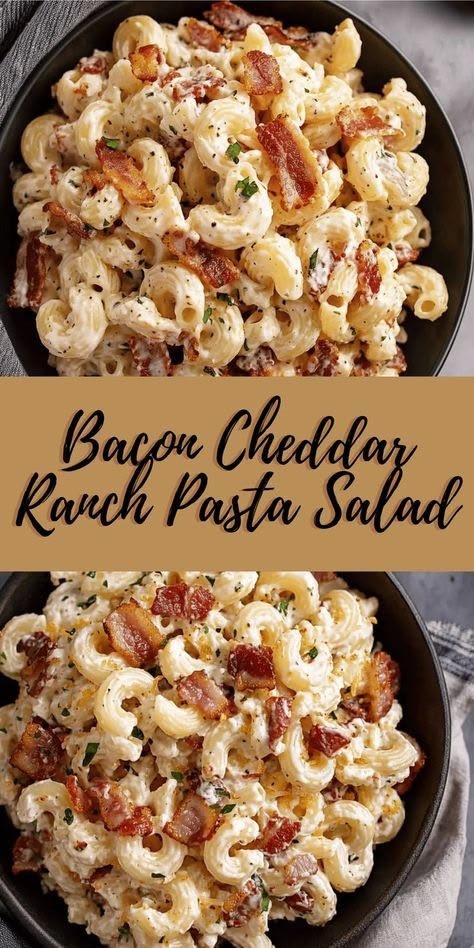 Creamy Bacon Cheddar Ranch Pasta Salad