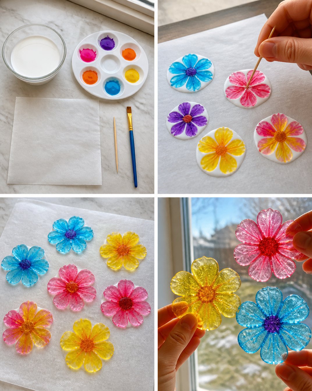 DIY Faux Stained-Glass Flowers That Glow