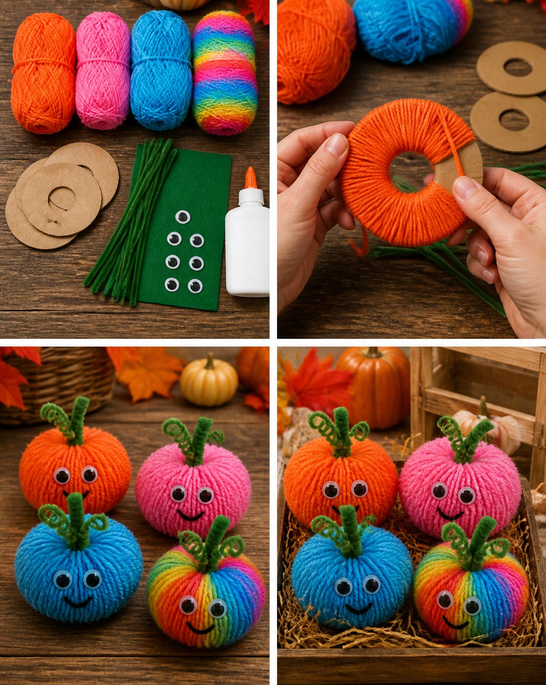 Rainbow Pom-Pom Pumpkin Patch
