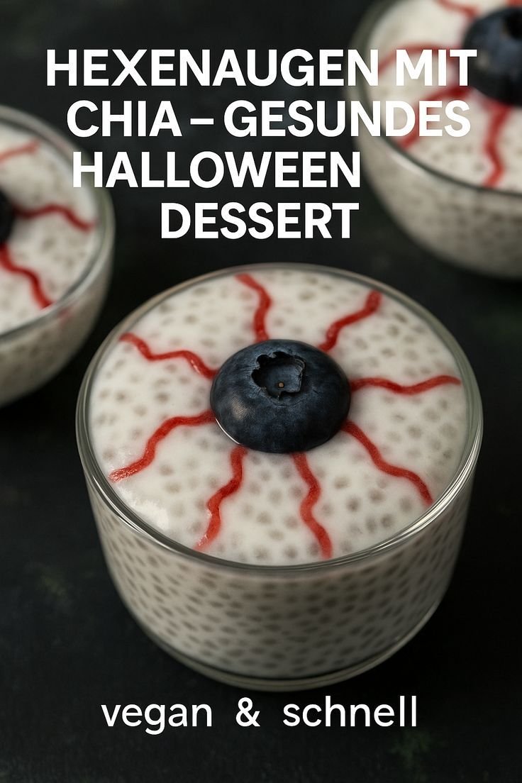 Veganes Halloween Dessert – Weiße Chia Pudding Hexenaugen