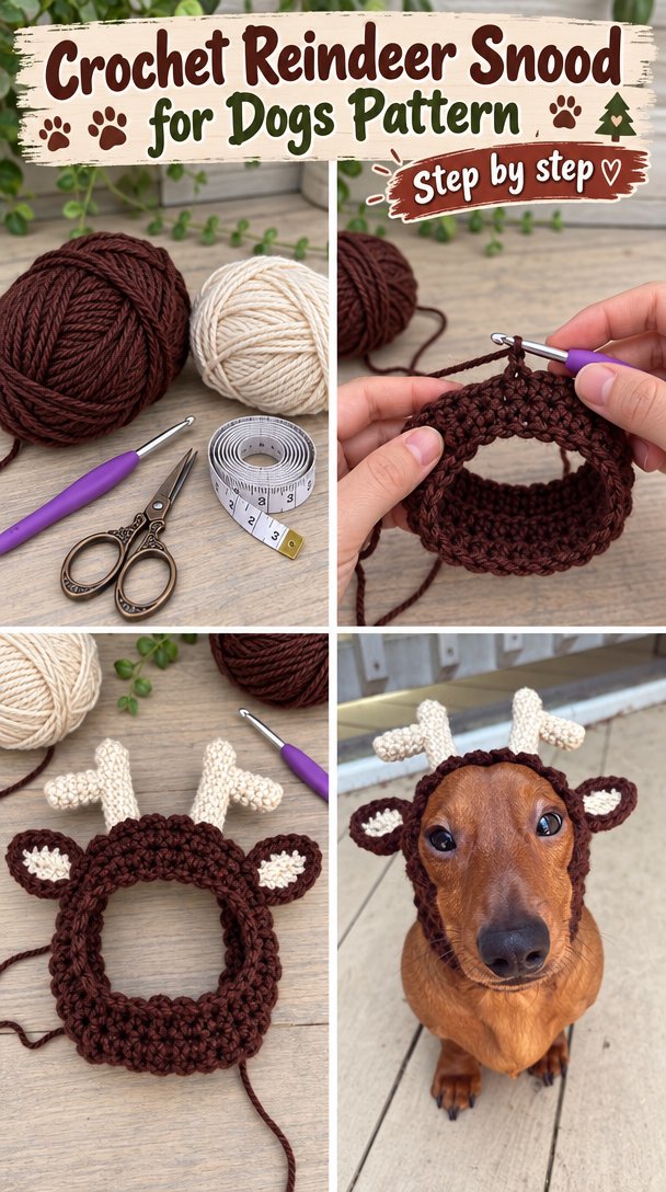 Crochet Reindeer Snood for Dogs Pattern