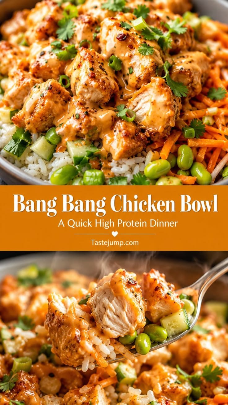 Bang Bang Chicken Bowl: A Quick High Protein Dinner