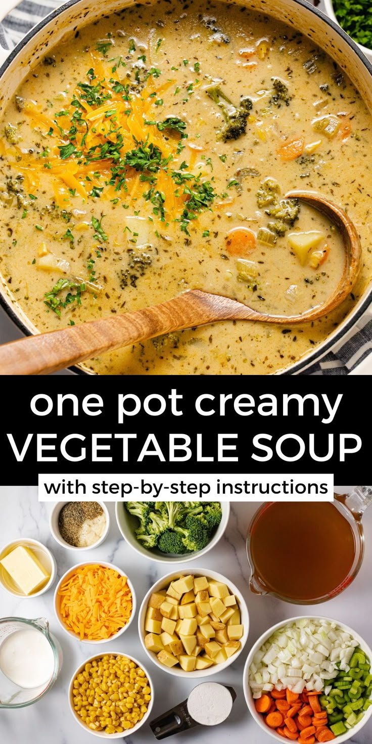 One Pot Creamy Vegetable Soup