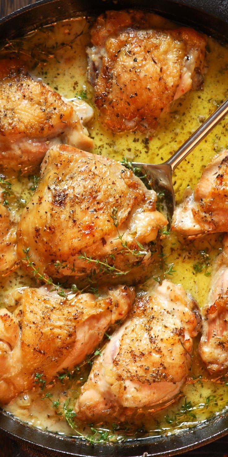 Herb Roasted Chicken in Creamy White Wine Sauce