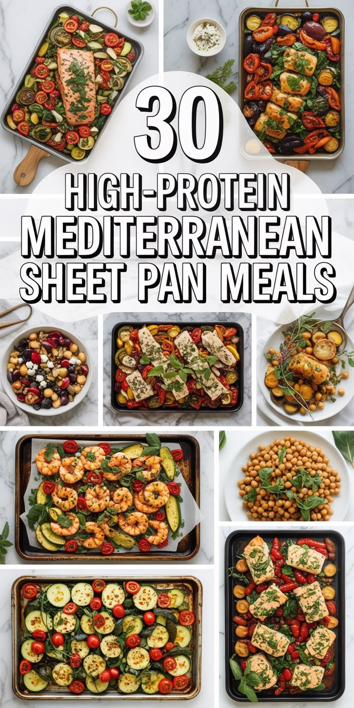 30 High-Protein Mediterranean Sheet Pan Meals | Upgraded Health | Protein-rich Mediterranean Meal, Easy Mediterranean Recipes with Protein, High Protein Low Fat Mediterranean