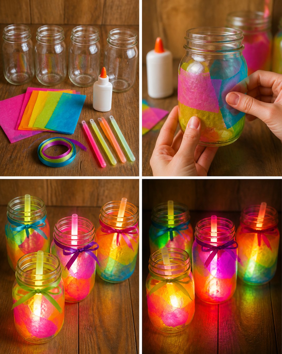 Glow Stick Mason Jar Lanterns