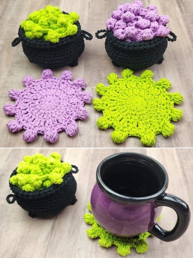 Crochet Cauldron Coasters