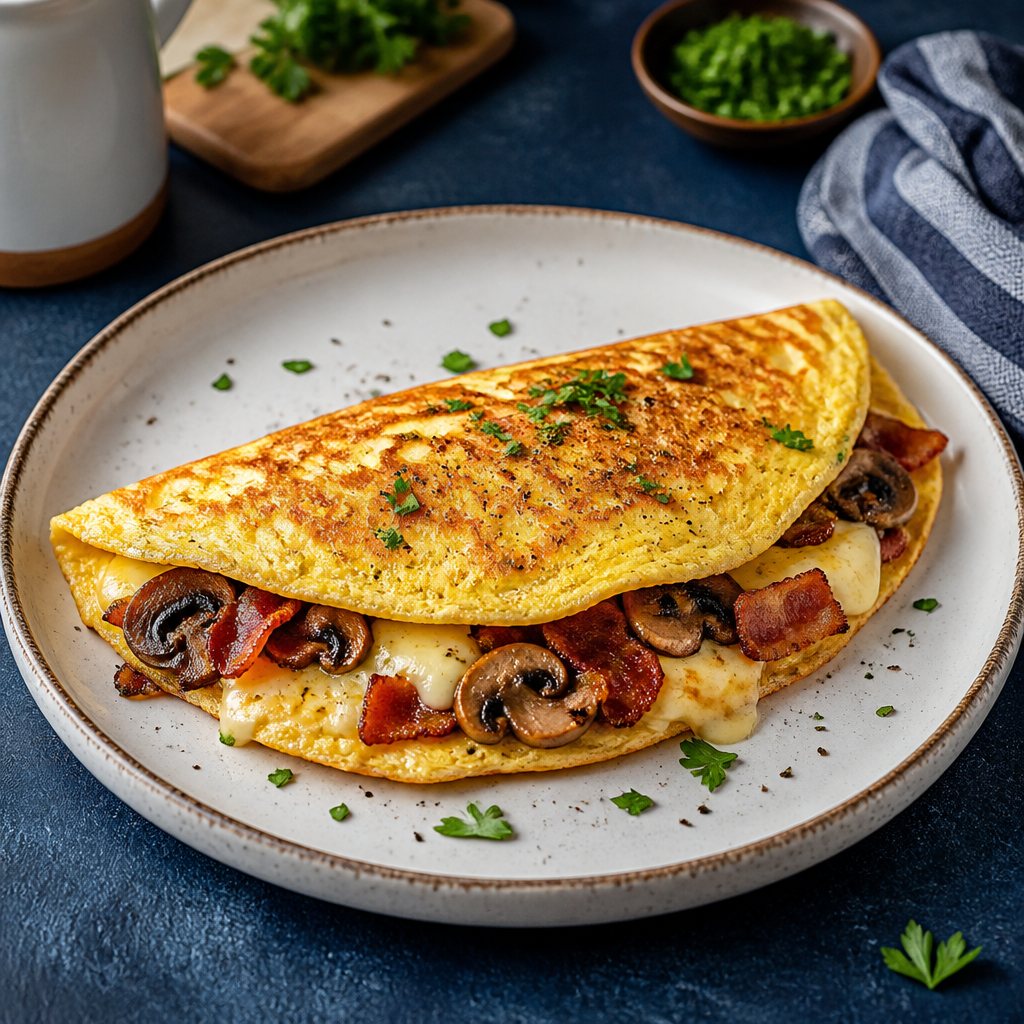 Keto Bacon & Mushroom Omelette: A Simple High-Protein Delight