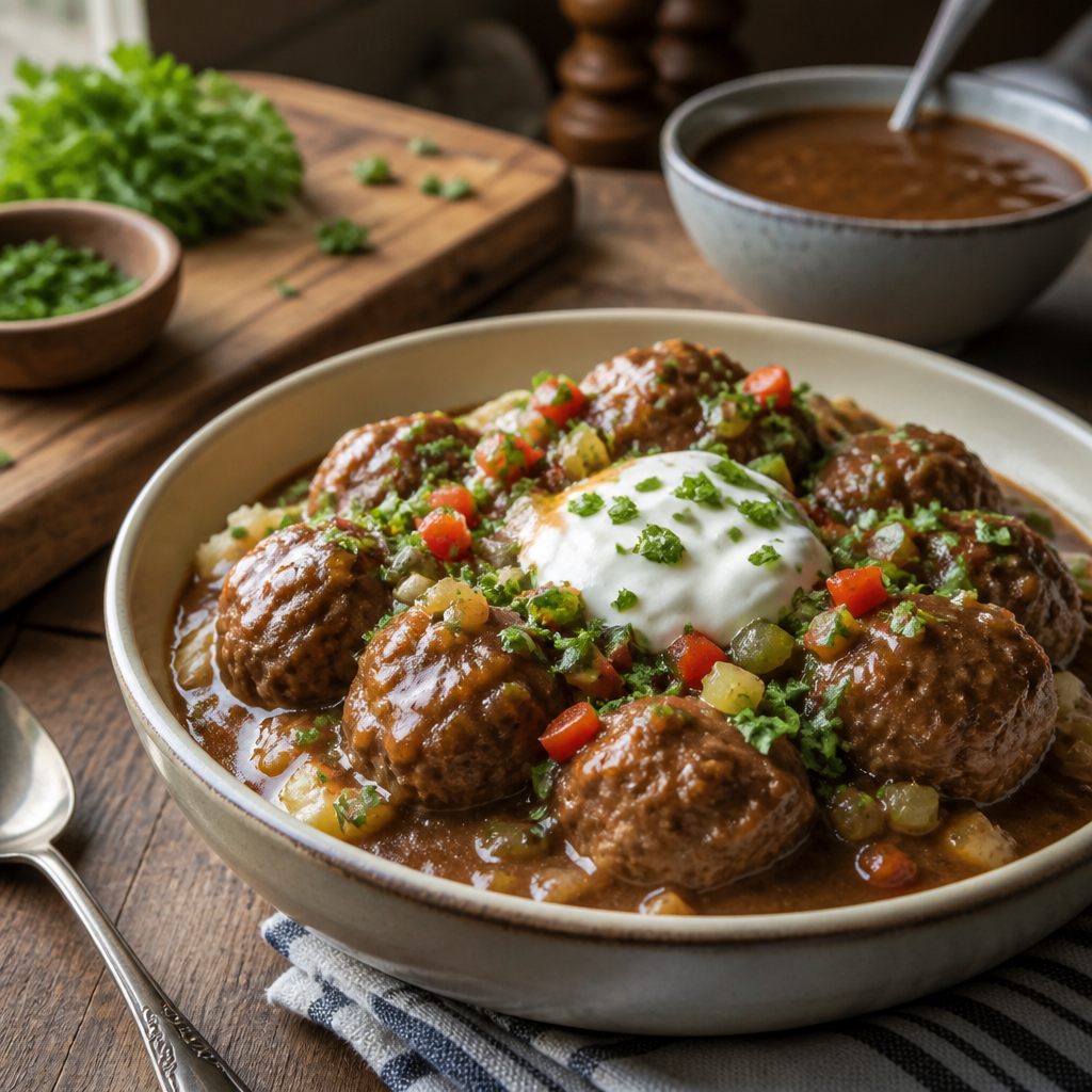 Quick & easy&nbsp;Slow Cooker Salisbury Steak Meatballs&nbsp;are an easy prep slow cooker dinner that &hellip; in 202