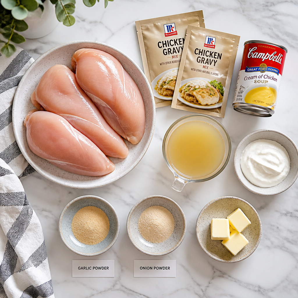Savory Easy Crockpot Chicken and Creamy Gravy Recipe for Dinner