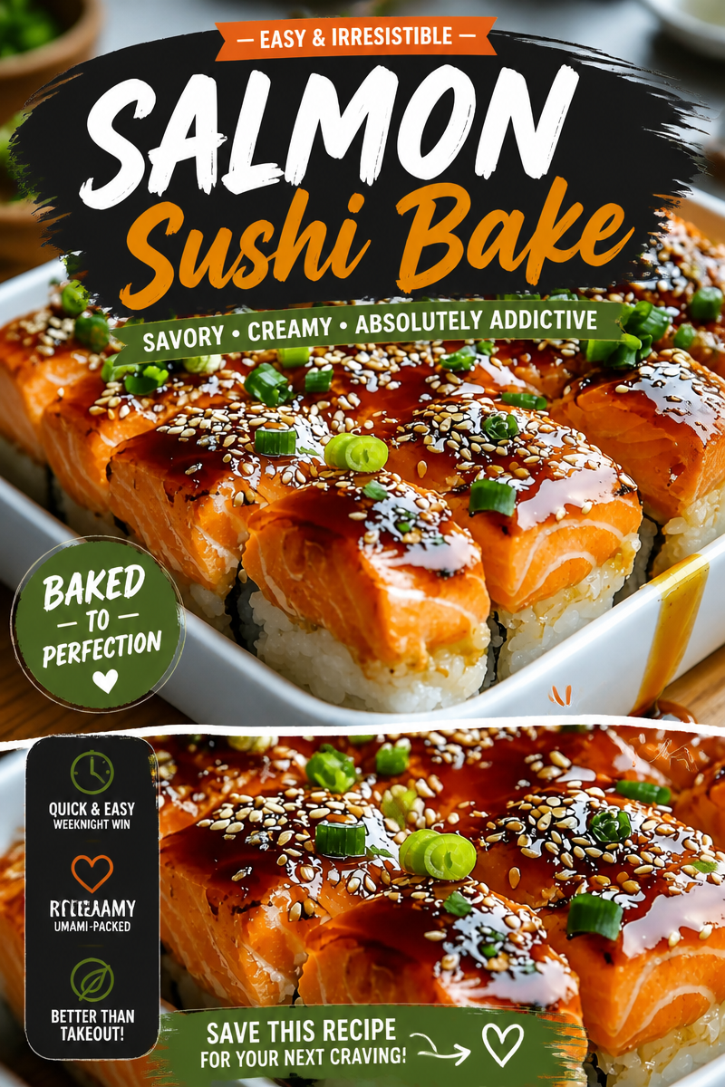 Salmon Sushi Bake with Kewpie Mayo, Furikake and Teriyaki Drizzle Salmon Sushi Bake with Kewpie Mayo, Furikake and Teriyaki Drizzle