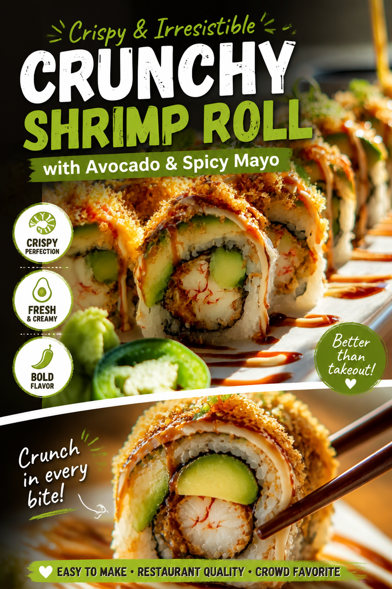 California Crunch Roll Sushi with Crab, Avocado and Crispy Panko California Crunch Roll Sushi with Crab, Avocado and Crispy Panko