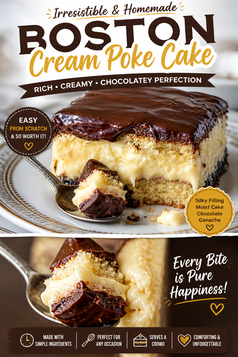 Boston Cream Poke Cake