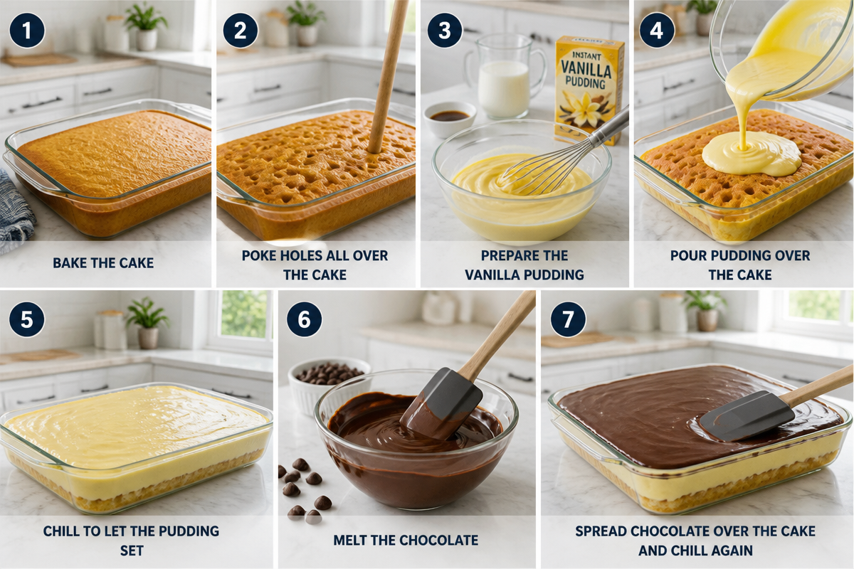 Boston Cream Poke Cake