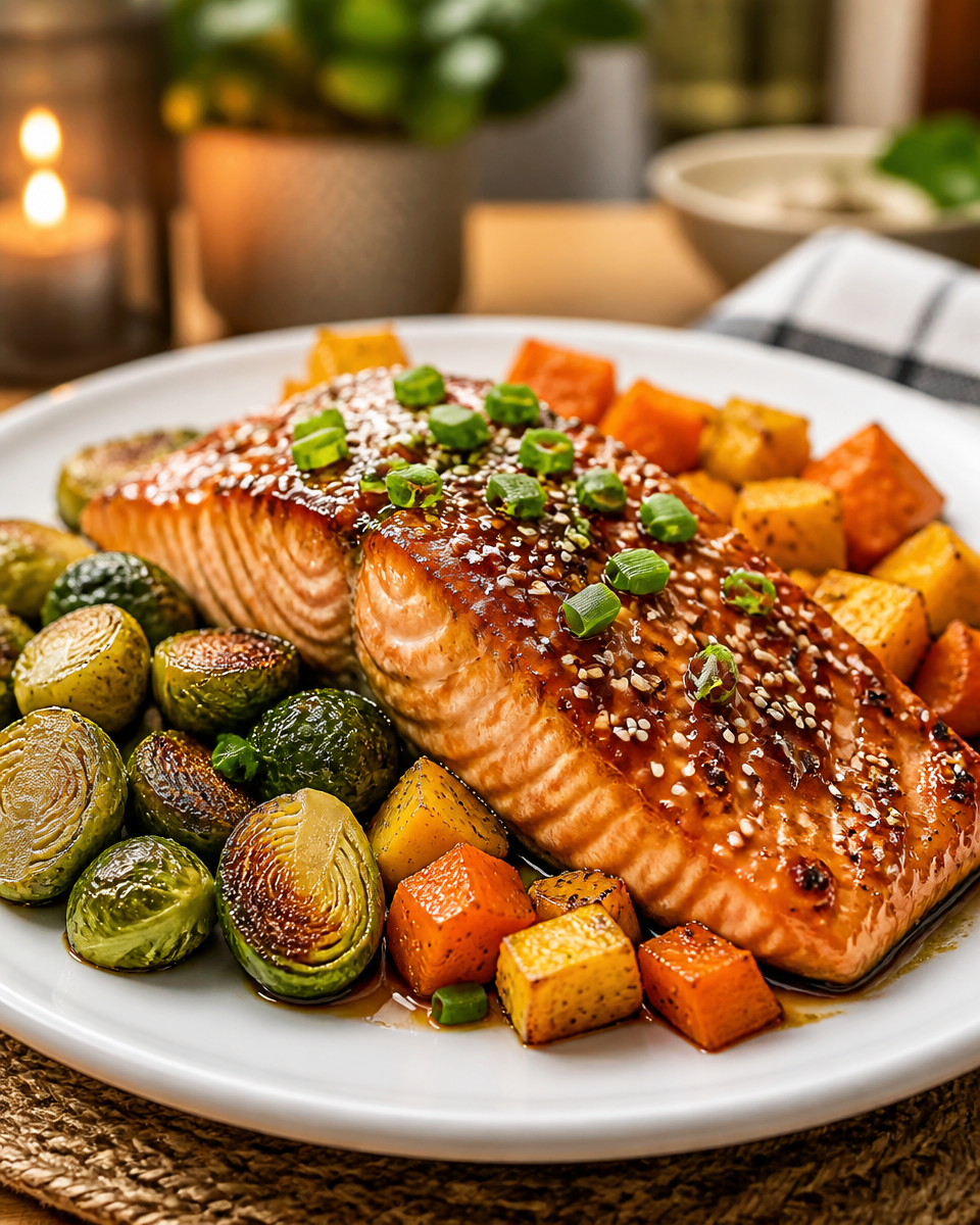 Honey Soy Glazed Salmon Sheet Pan