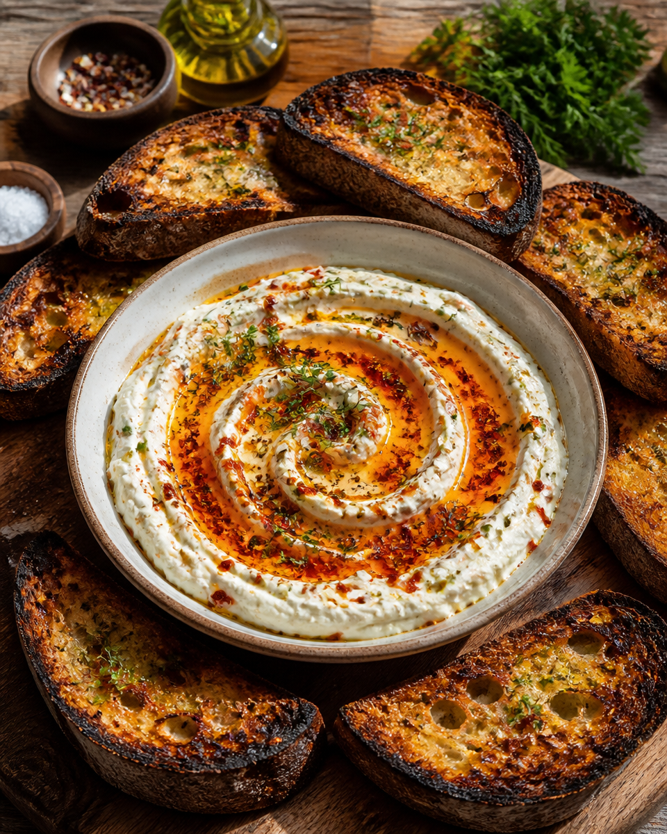 Easy Whipped Feta Dip — Honey Chili Topping
