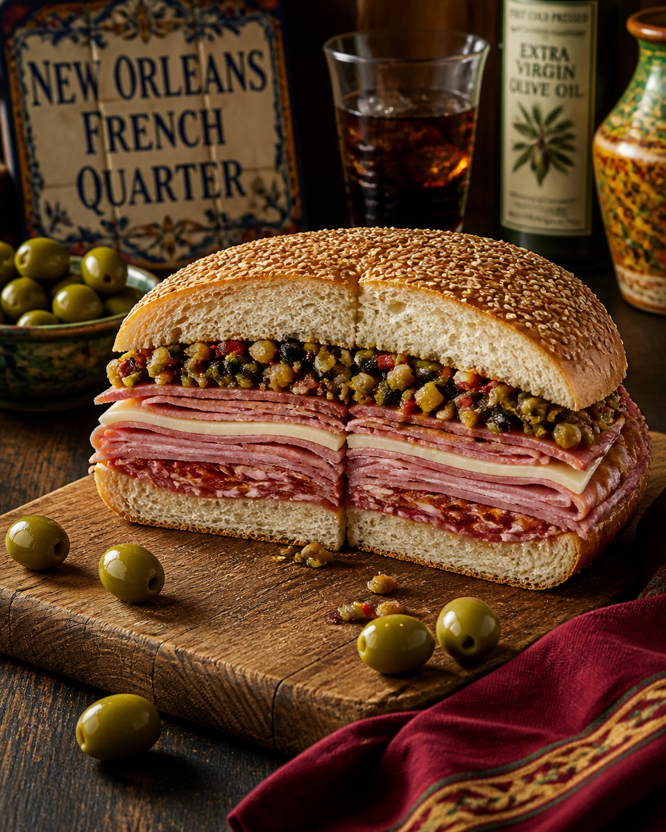 Easy Muffuletta — New Orleans Olive Salad Sandwich