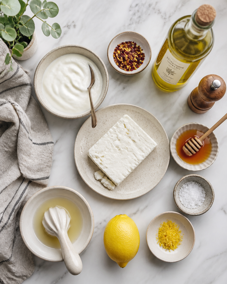 Easy Whipped Feta Dip — Honey Chili Topping