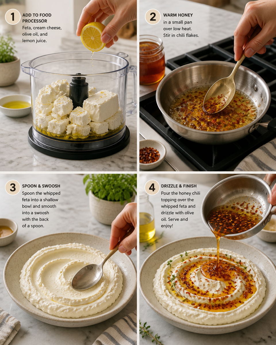 Easy Whipped Feta Dip — Honey Chili Topping