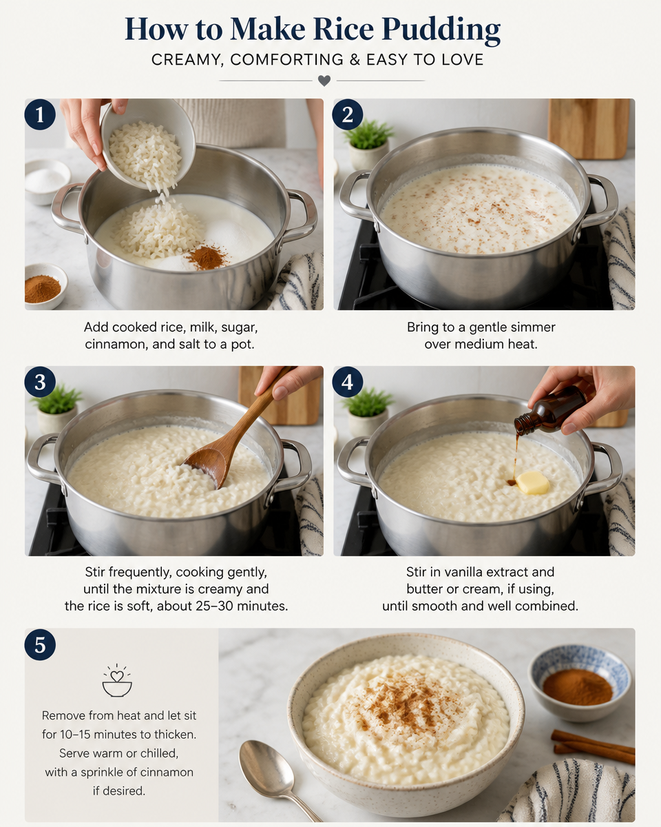 Easy Rice Pudding — Vanilla Cinnamon Stovetop