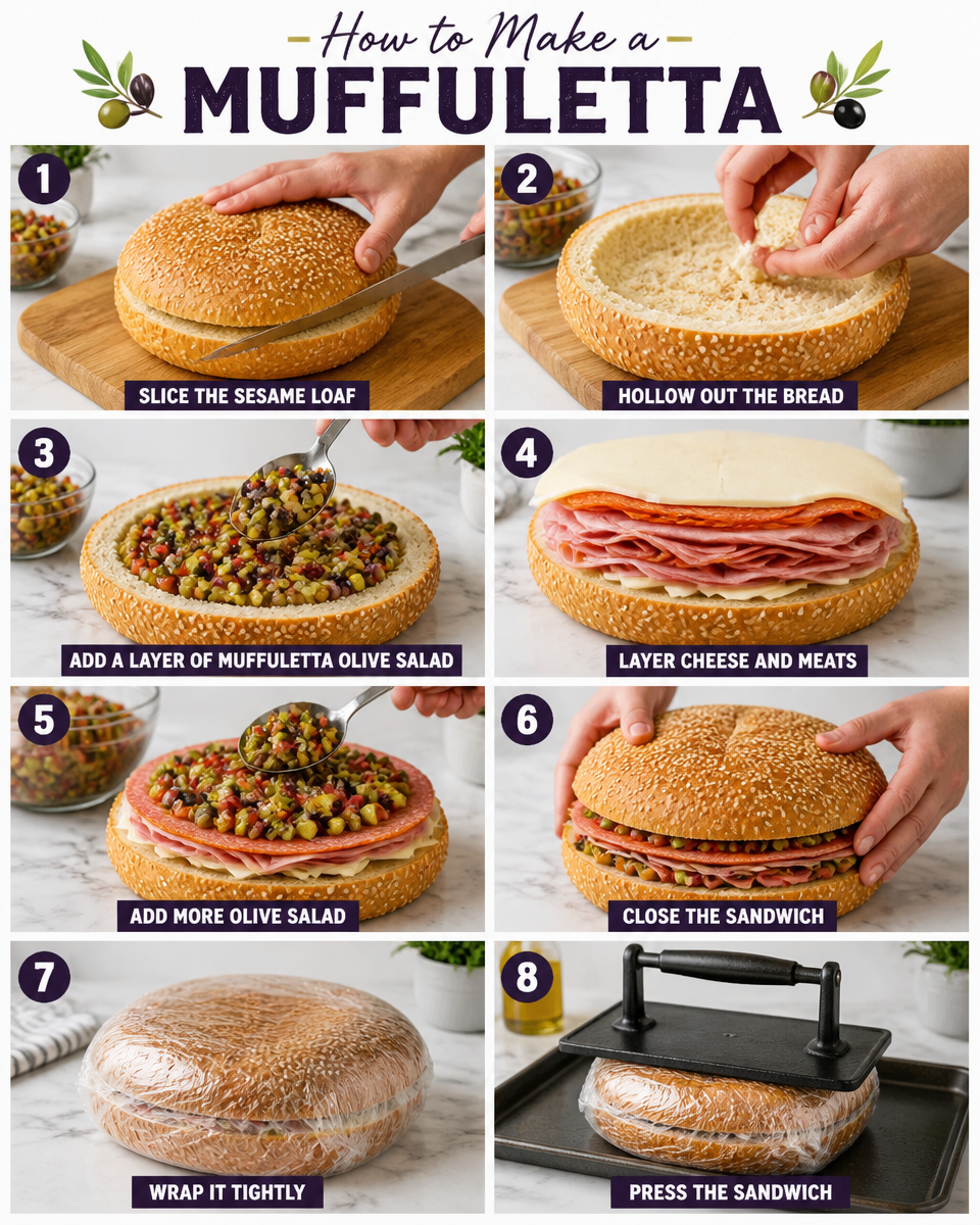 Easy Muffuletta — New Orleans Olive Salad Sandwich