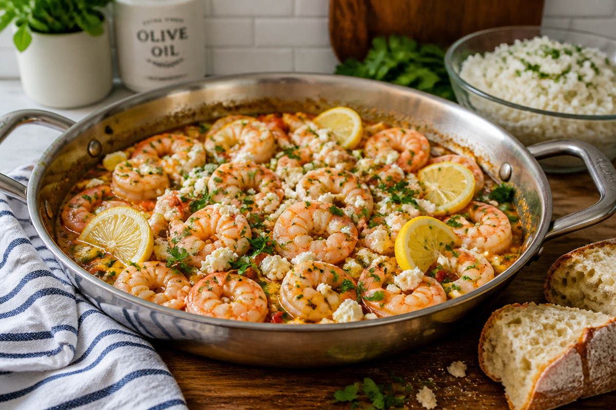 Savor the Flavors: Greek Shrimp with Tomatoes and Feta Delight