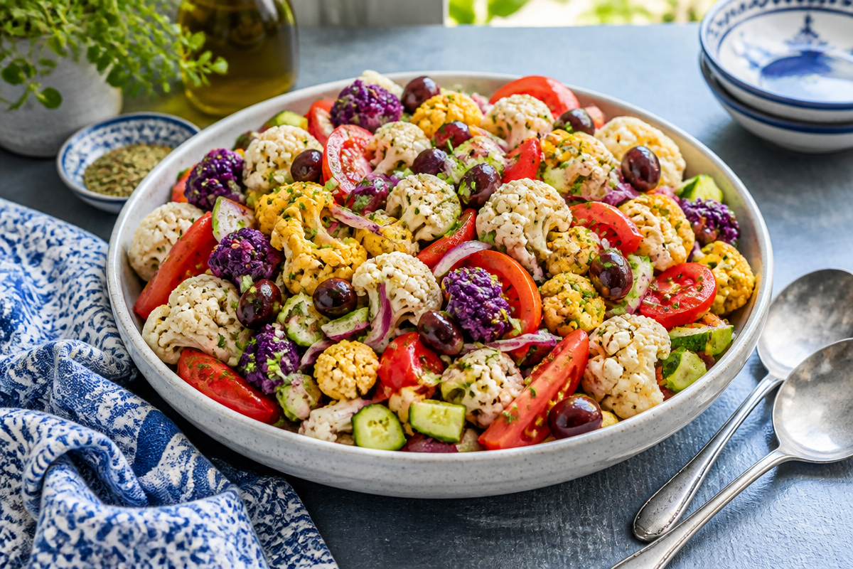 Easy Mediterranean Marinated Cauliflower Salad