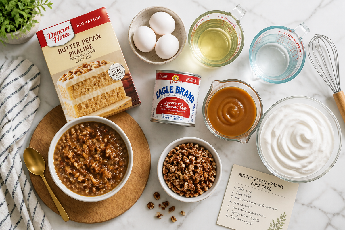 Butter Pecan Praline Poke Cake