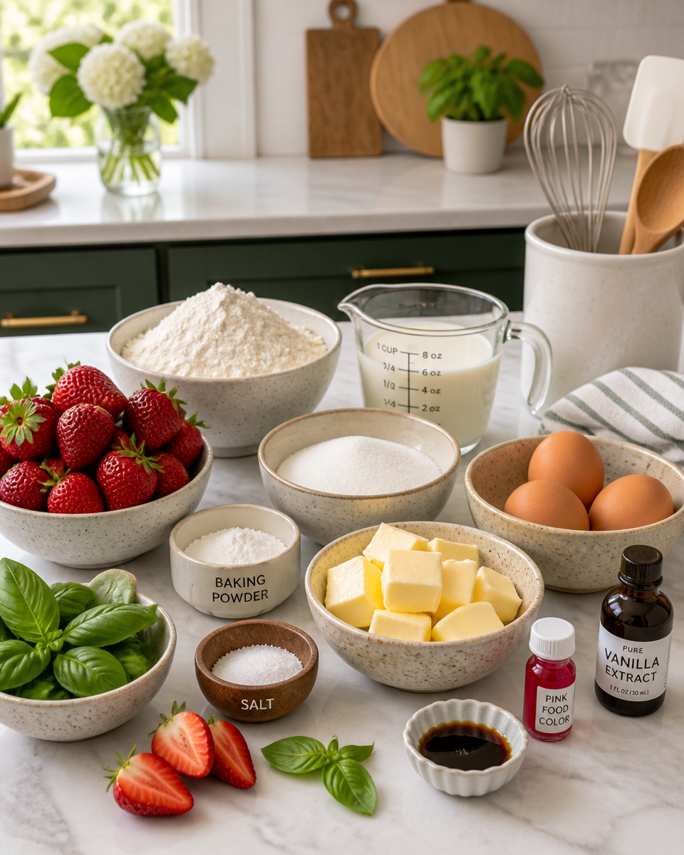 Strawberry Basil Cake