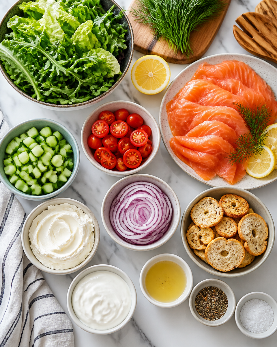 Smoked Salmon Salad with Cream Cheese Dressing