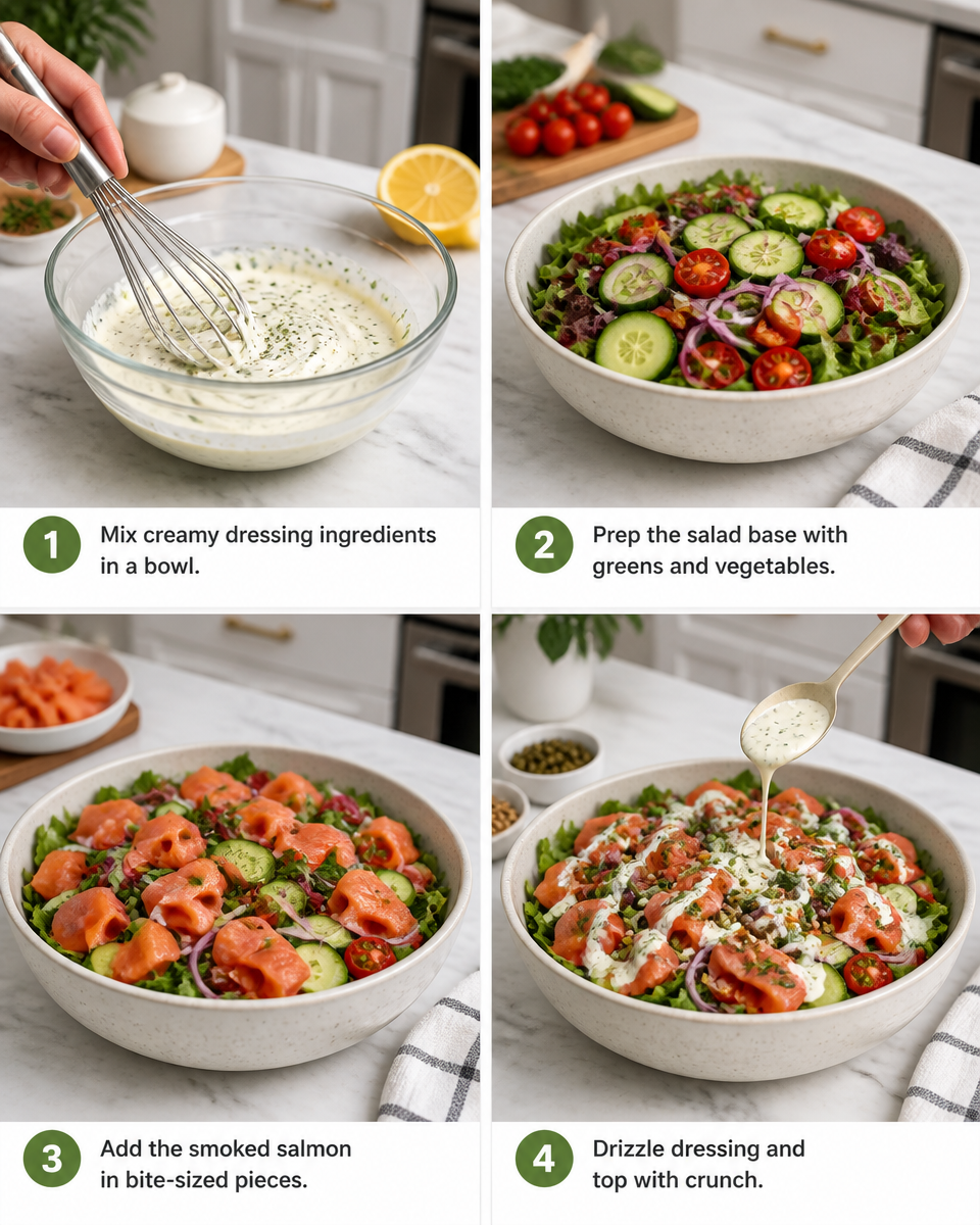 Smoked Salmon Salad with Cream Cheese Dressing
