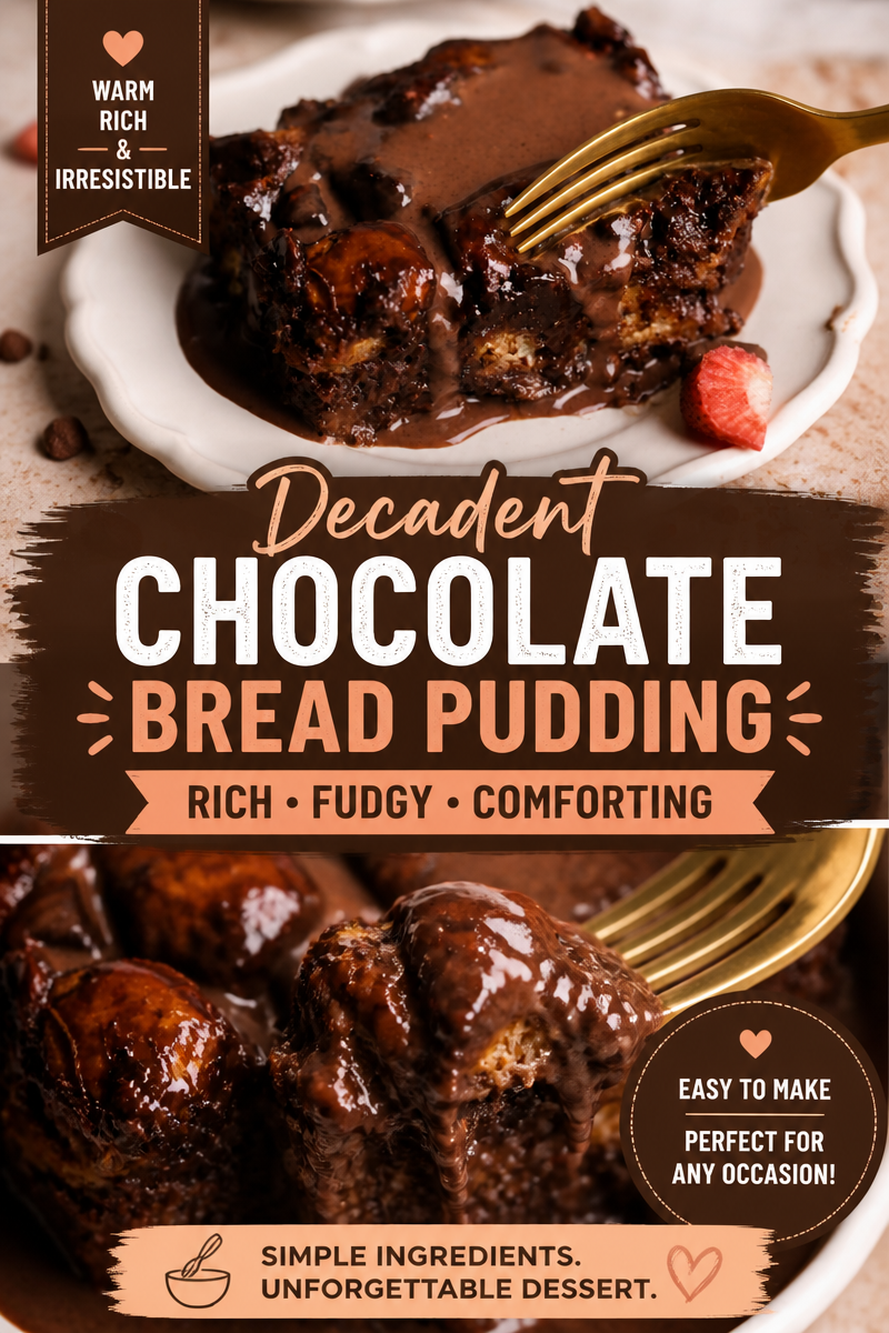 Easy Bread Pudding with Chocolate — Warm Dessert