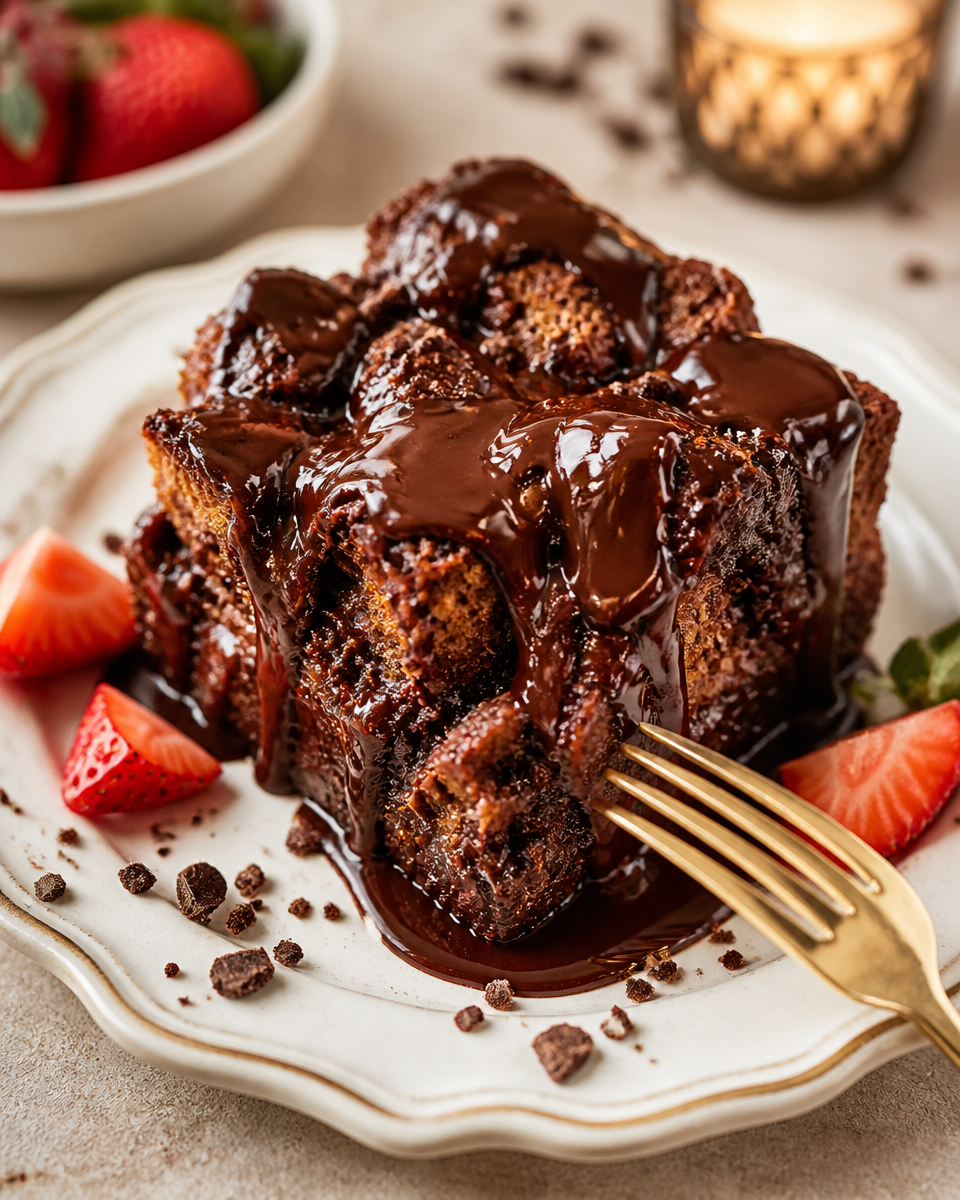 Easy Bread Pudding with Chocolate — Warm Dessert