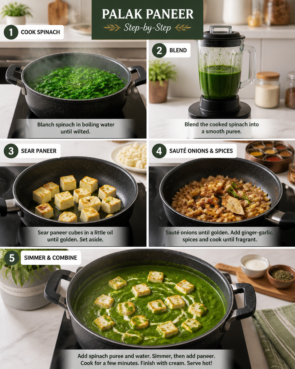 Easy Palak Paneer — Indian Spinach Cheese Curry