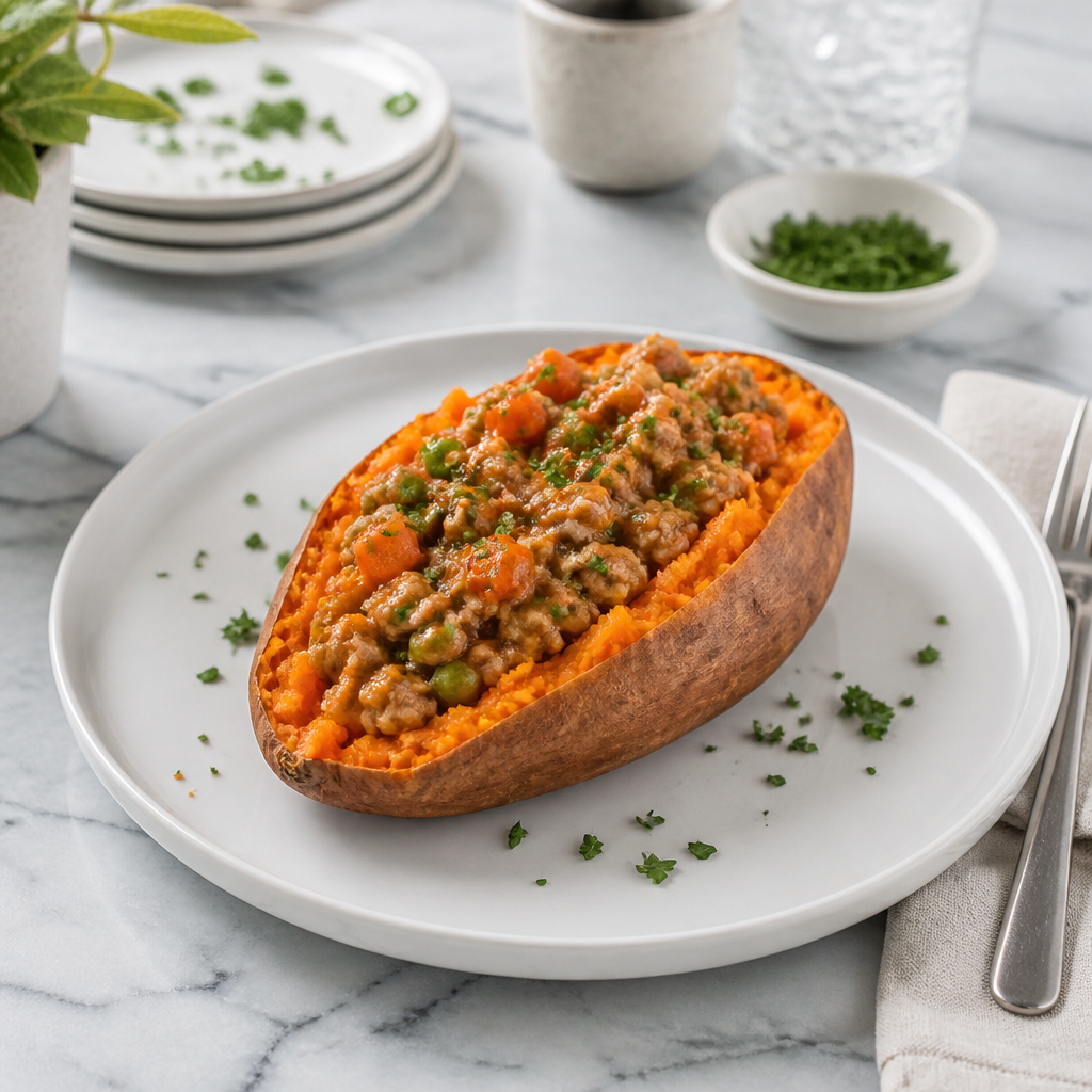 Macro-Friendly Shepherd's Pie Stuffed Potatoes