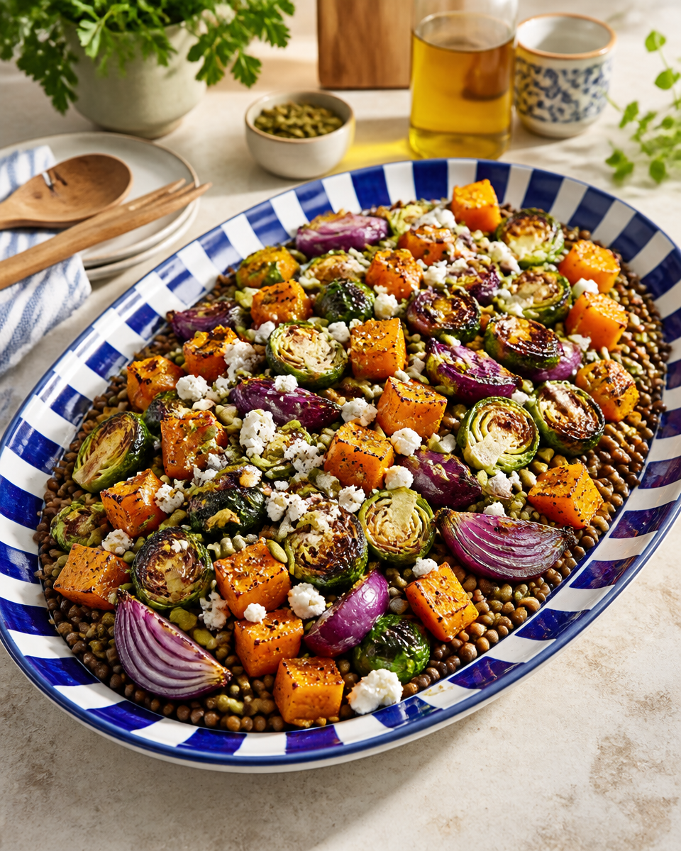 Warm Lentil and Roasted Veggie Salad