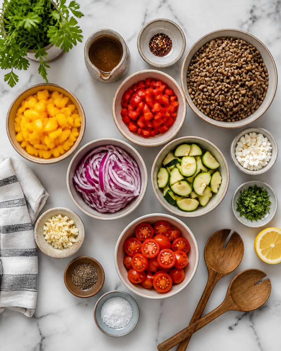 Warm Lentil and Roasted Veggie Salad