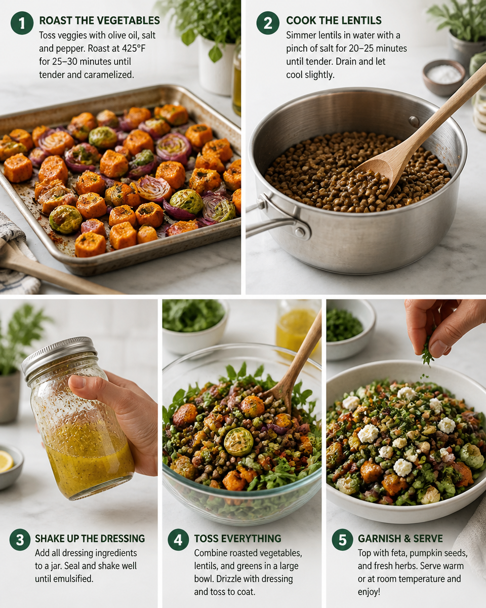Warm Lentil and Roasted Veggie Salad