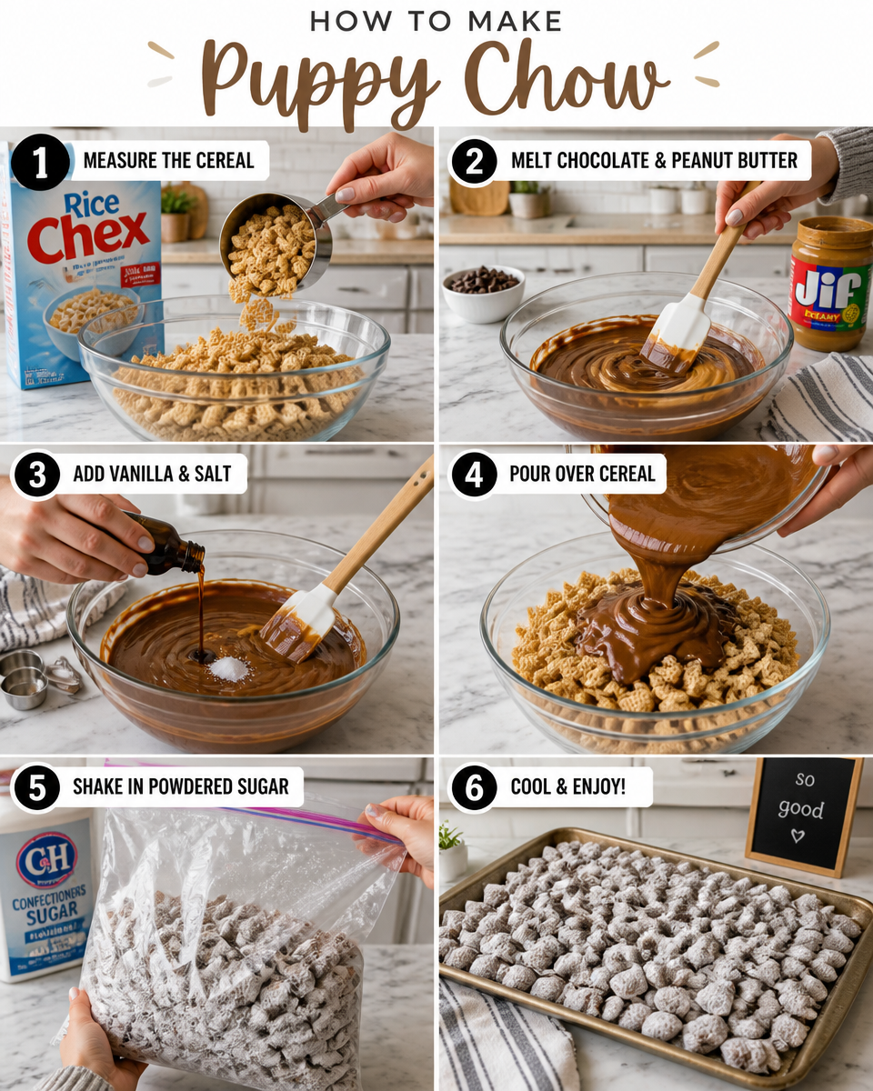 Easy Puppy Chow — Muddy Buddies Chocolate Peanut