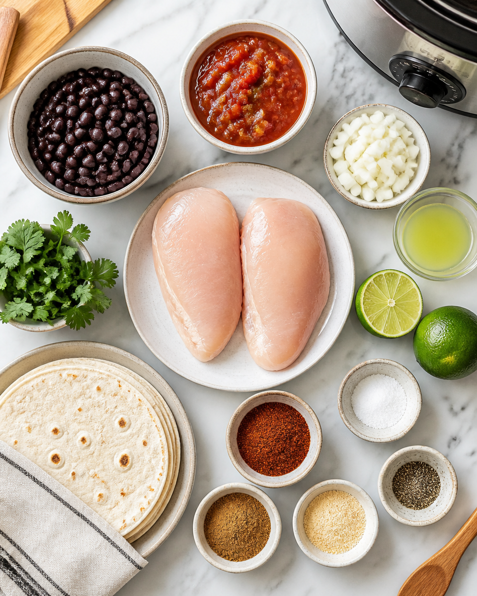 Slow Cooker Chicken and Black Bean Tacos
