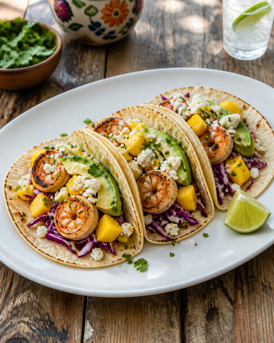 Mango Shrimp Tacos with Slaw